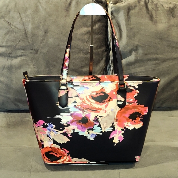 KATE SPADE NEW YORK SMALL TALLY BLURRY FLORAL LAUREL WAY BLACK TOTE - Picture 8 of 16
